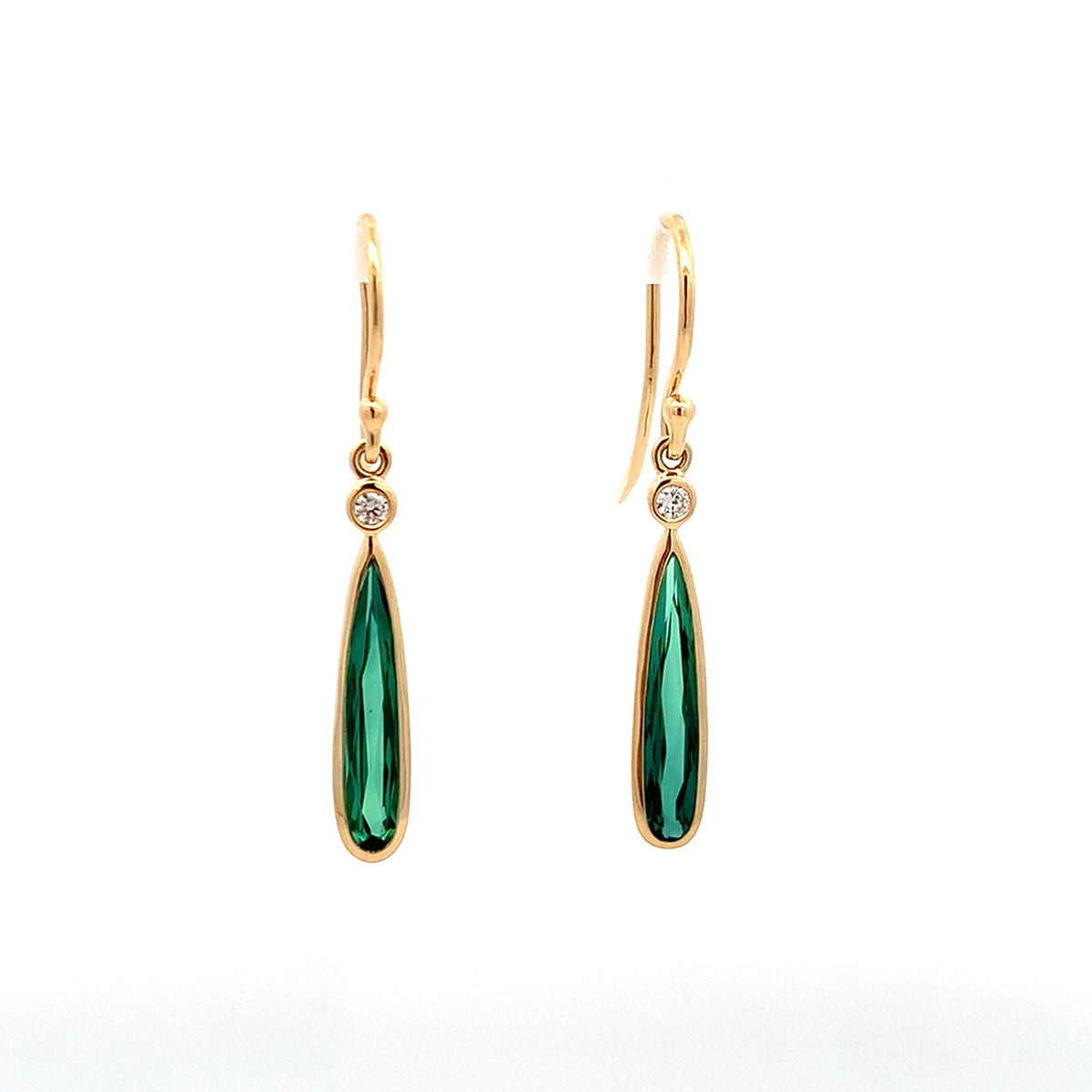 18kY 1.81ct Tourmaline .07ct Diamond Ear