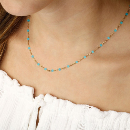 14kY Turquoise Bead Station Necklace 90259818TQ