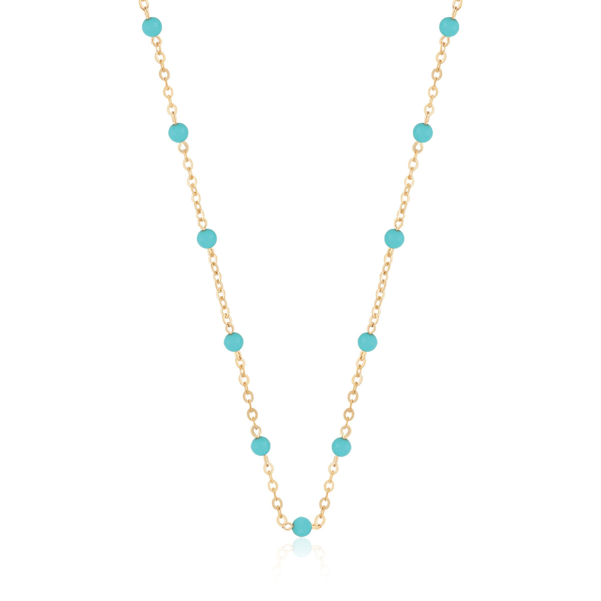 14kY Turquoise Bead Station Necklace 90259818TQ