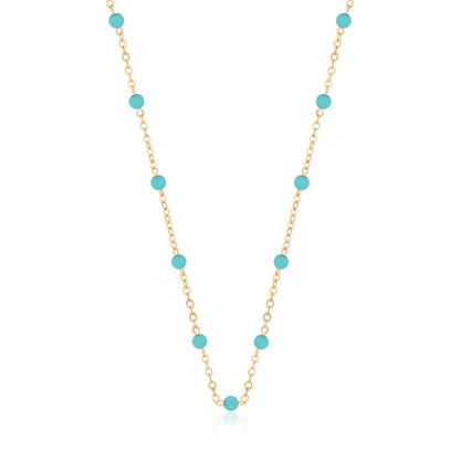 14kY Turquoise Bead Station Necklace 90259818TQ