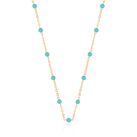 14kY Turquoise Bead Station Necklace 90259818TQ