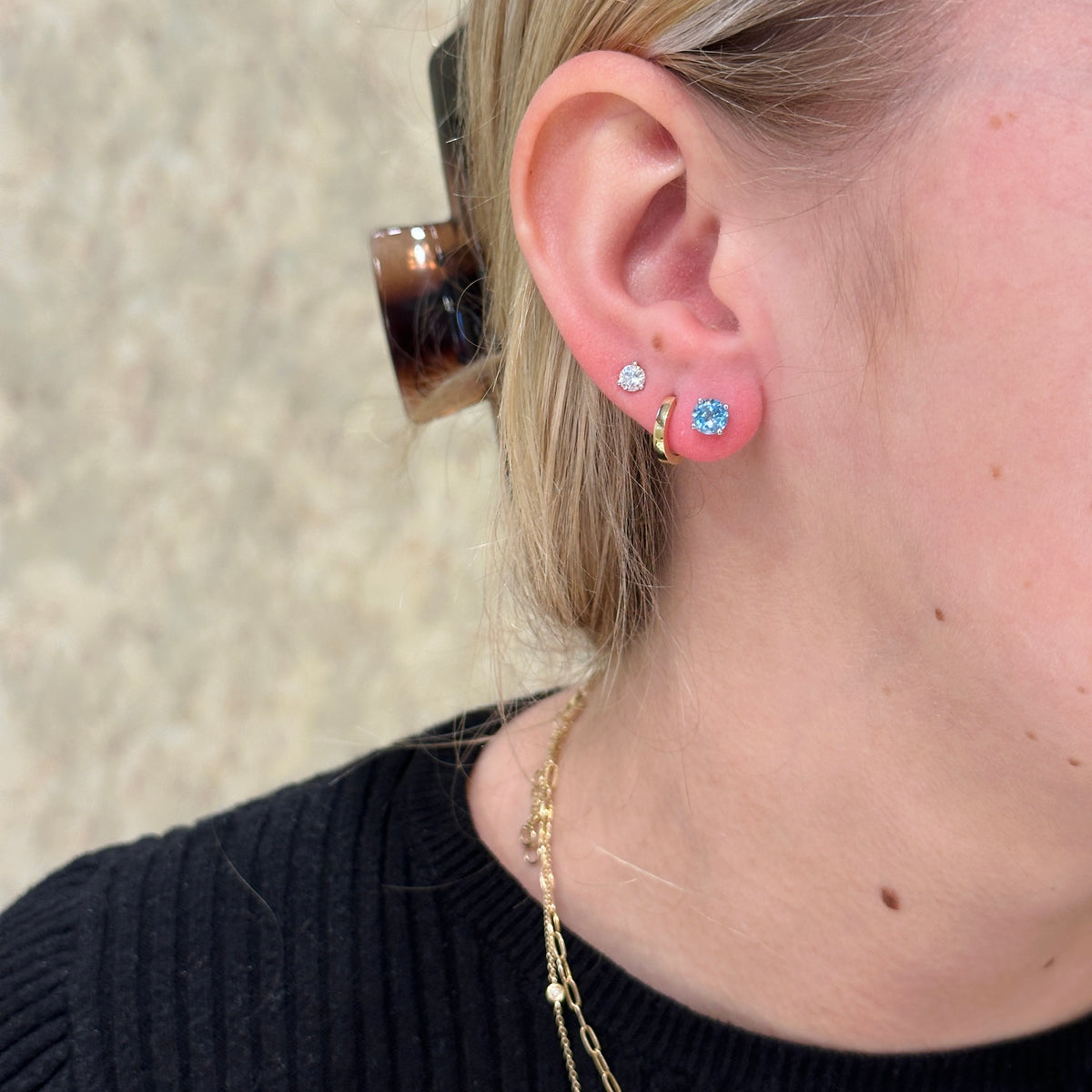 SS 5mm Blue Topaz Stud