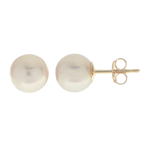 14kY Freshwater Pearl Stud 927529/FW - 9mm