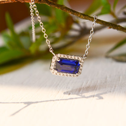 14kW 1.26ct Sapphire .12cttw Diamond Necklace MAN1329CS