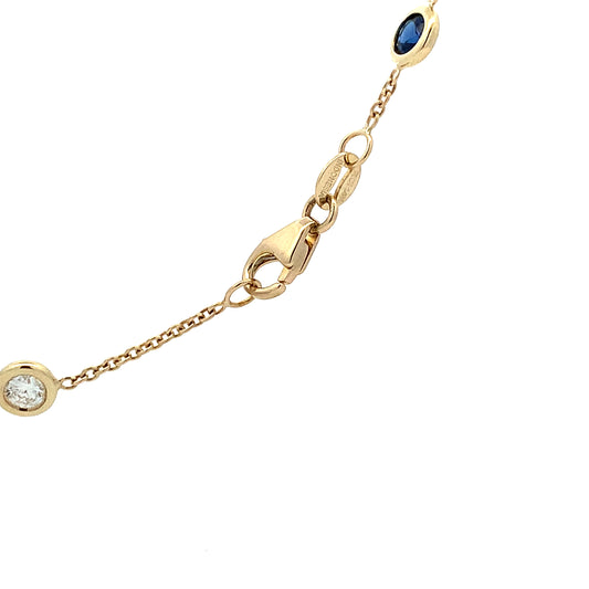 14kY .91cttw Sapphire .71cttw Diamond Station Neck S1657-18"