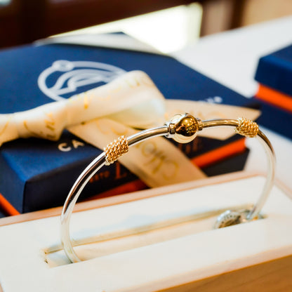 SS/YG Double Rope Plain Bead Bracelet ZB5425-70