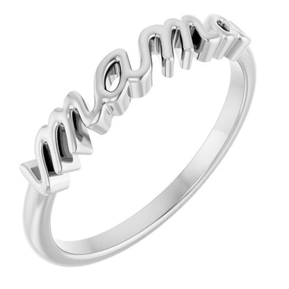 SS Mama Script Ring 57739-7