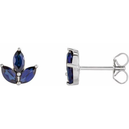 14kW Marquise Blue Sapphire Studs 688828