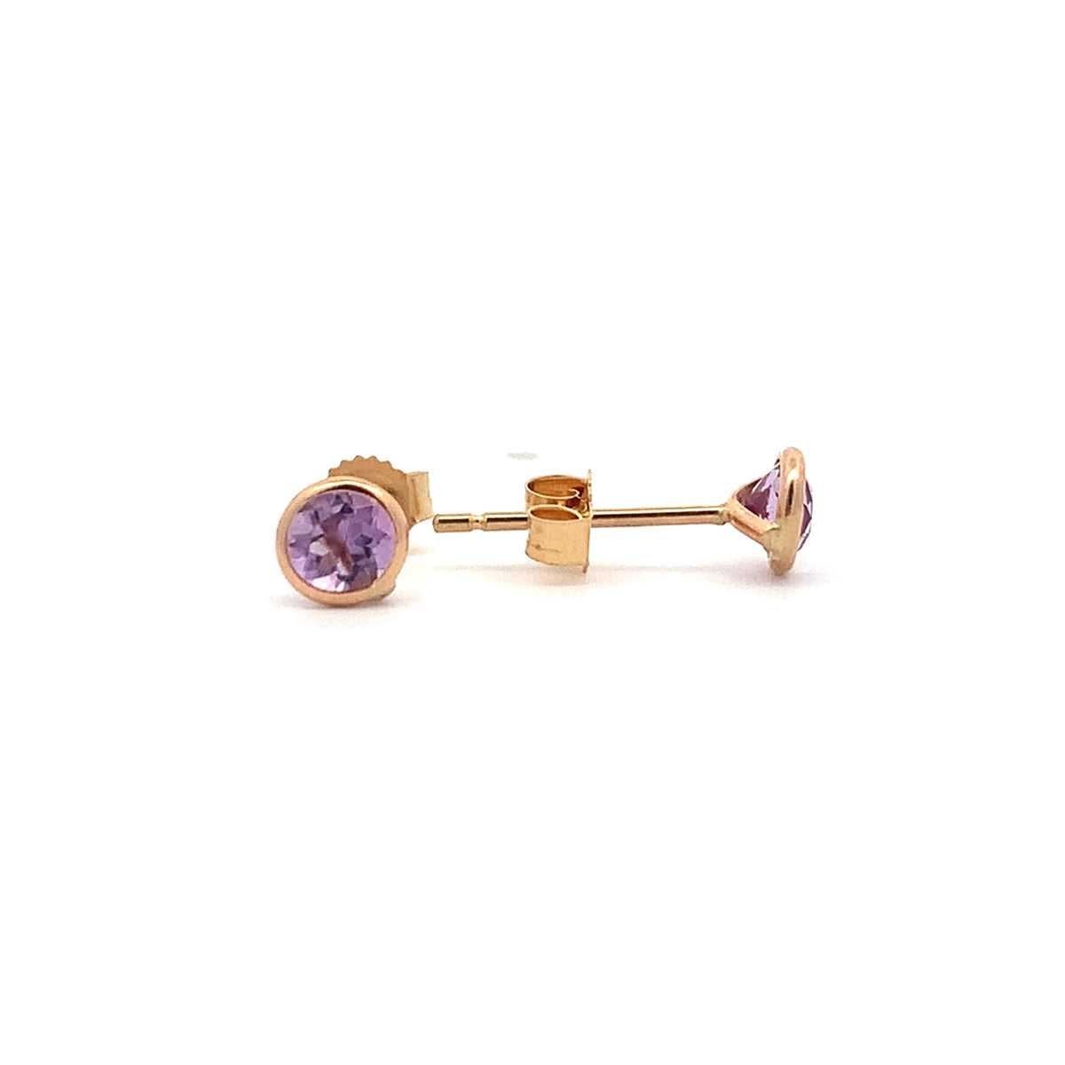 14kY 4mm Amethyst Bezel Stud