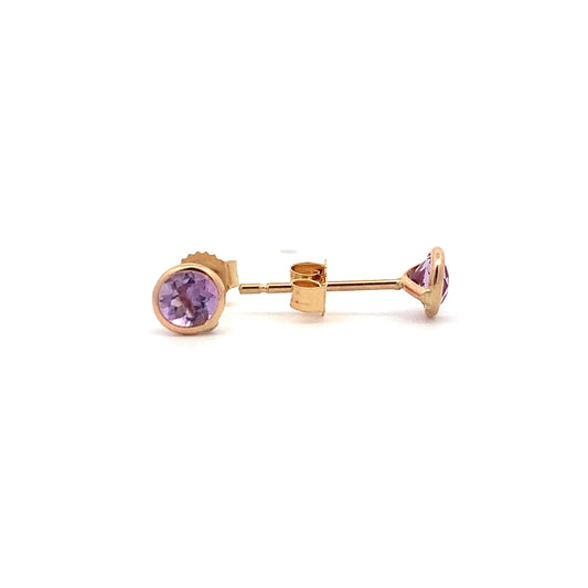 14kY 4mm Amethyst Bezel Stud