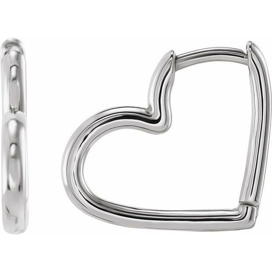 SS 15mm Heart Hinged Hoop 88100