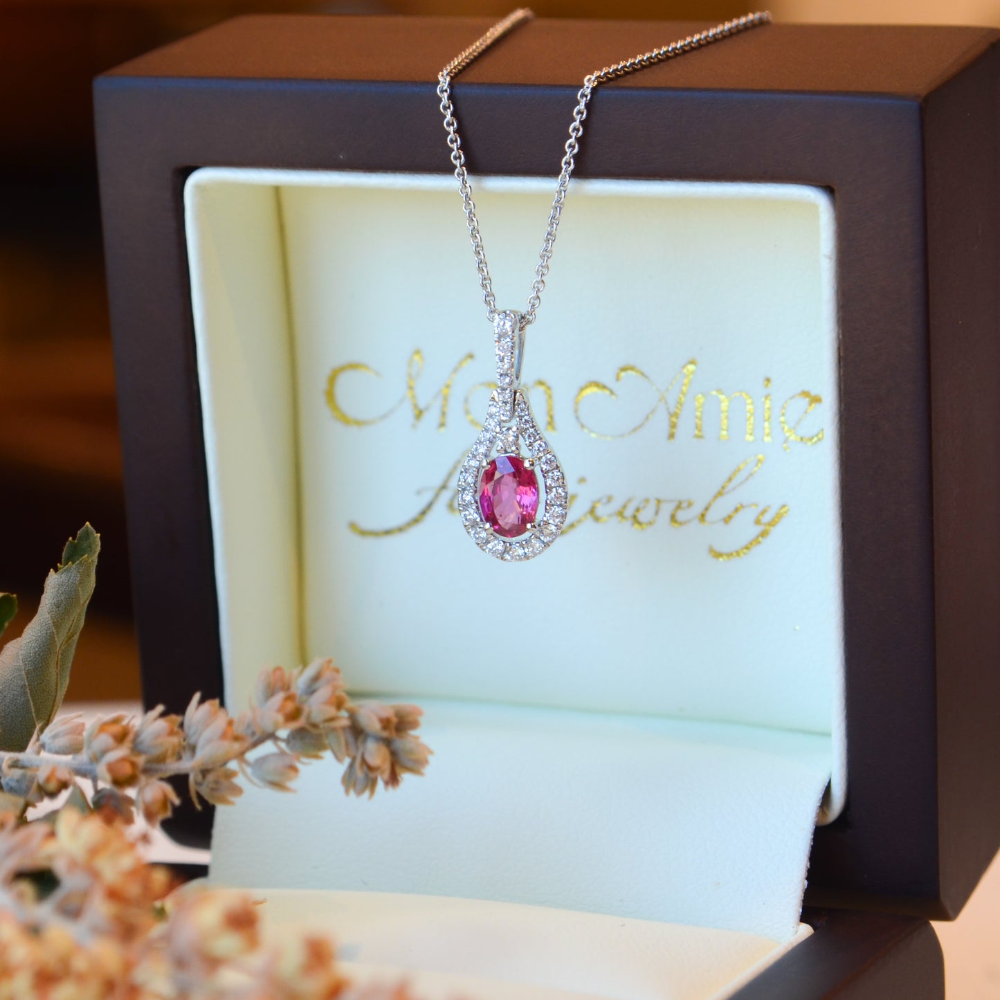 14kW .47ct Ruby .19cttw Diamond Necklace GNM02NVWDRU-02