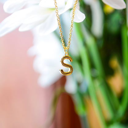 18kY Gold Plated "S" Initial Necklace 87237-18