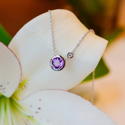 SS .74ct Amethyst .02 Dia Necklace NK5241SV5AM- 17.5