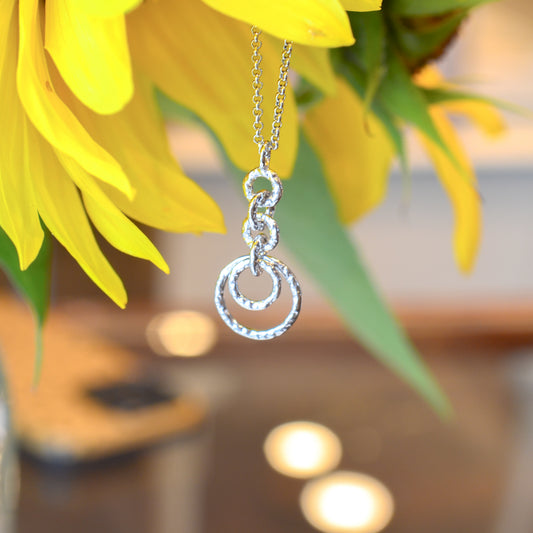SS Interlocking Ring Drop Necklace CG20 - 7756/H