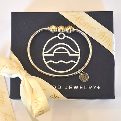 SS/YG 3 Bead Bracelet ZB5420-70