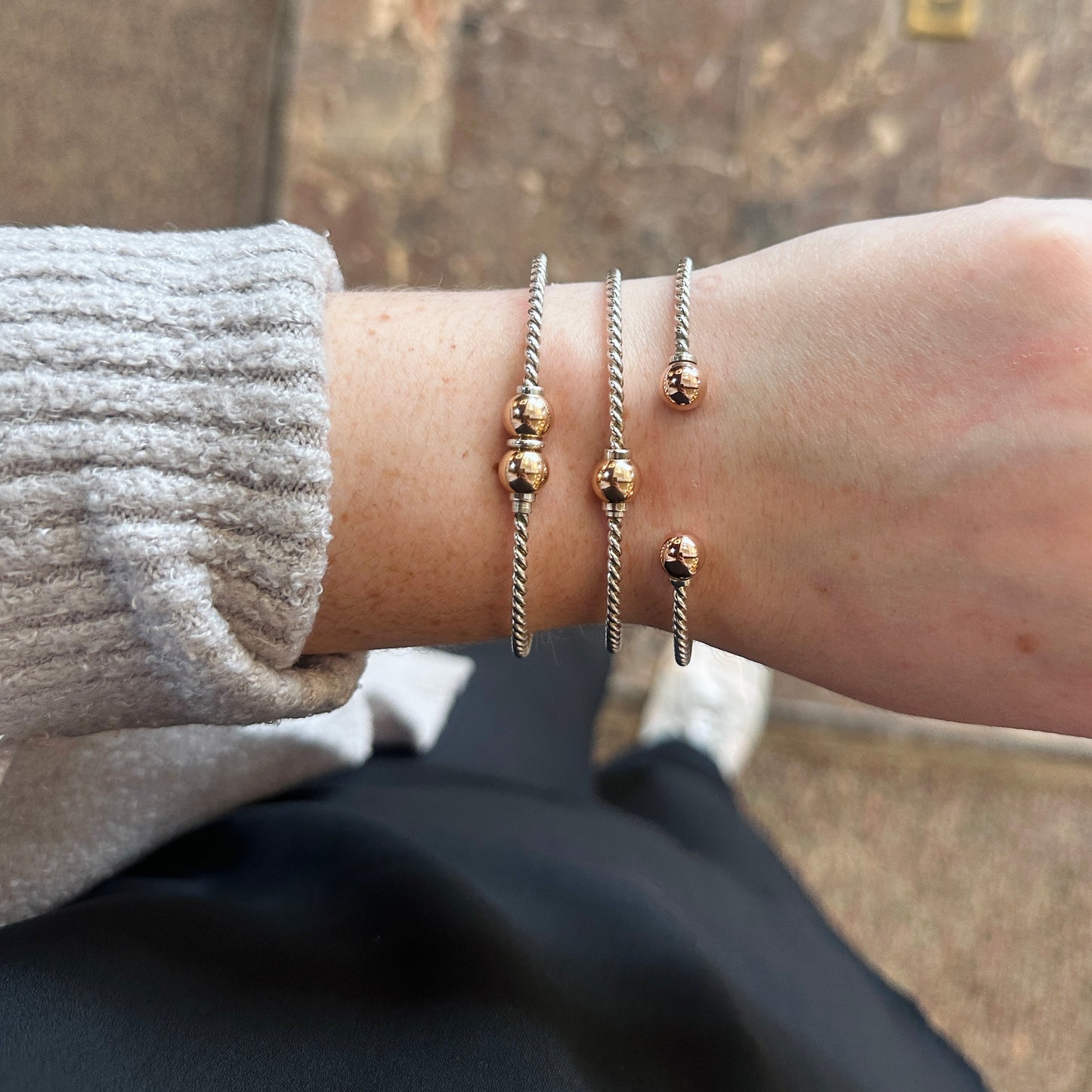 SS/RG Twist Bracelet RB5408-70