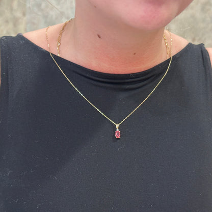 14kY .77ct Pink Tourmaline .03ct Diamond Pendant