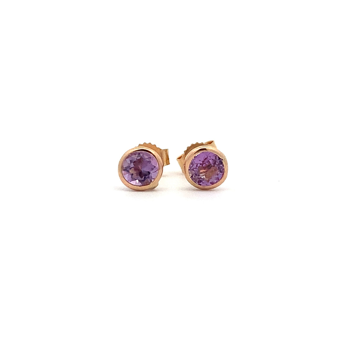 14kY 4mm Amethyst Bezel Stud