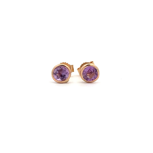14kY 4mm Amethyst Bezel Stud