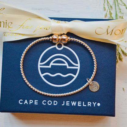 SS/RG Twist 2 Bead Bracelet RB5409-70