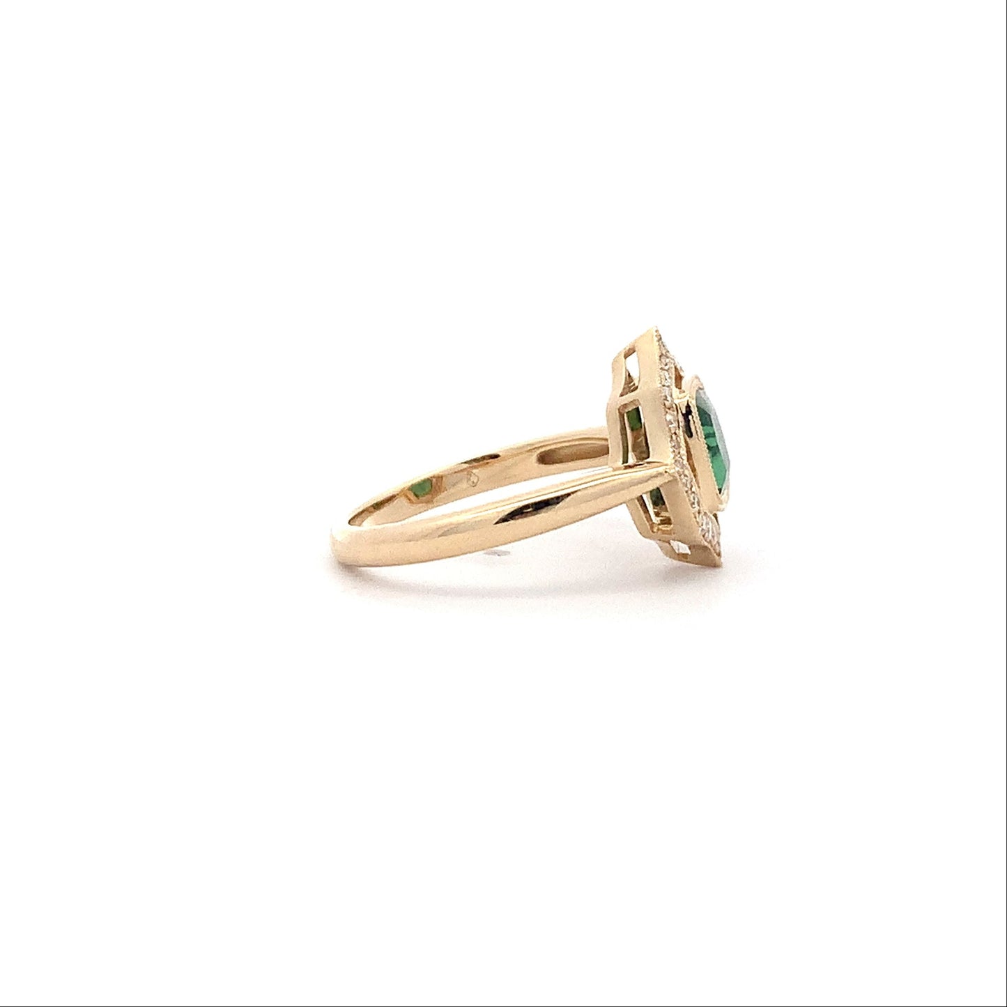 14kY 1.40ct Green Tourmaline .13cttw Diamond Ring MAR28359NGT