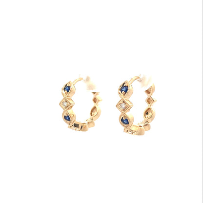 14kY .19cttw Sapphire .05cttw Diamond Hoop TEA2613NS