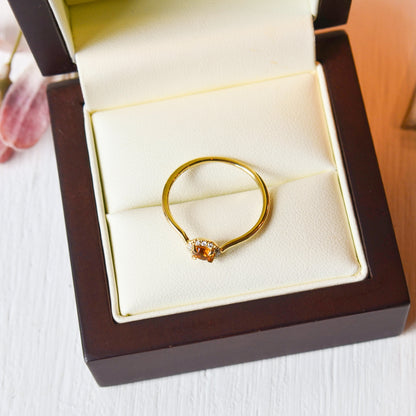 14kY .21ct Citrine .06cttw Diamond Halo Ring LR51264Y45CT
