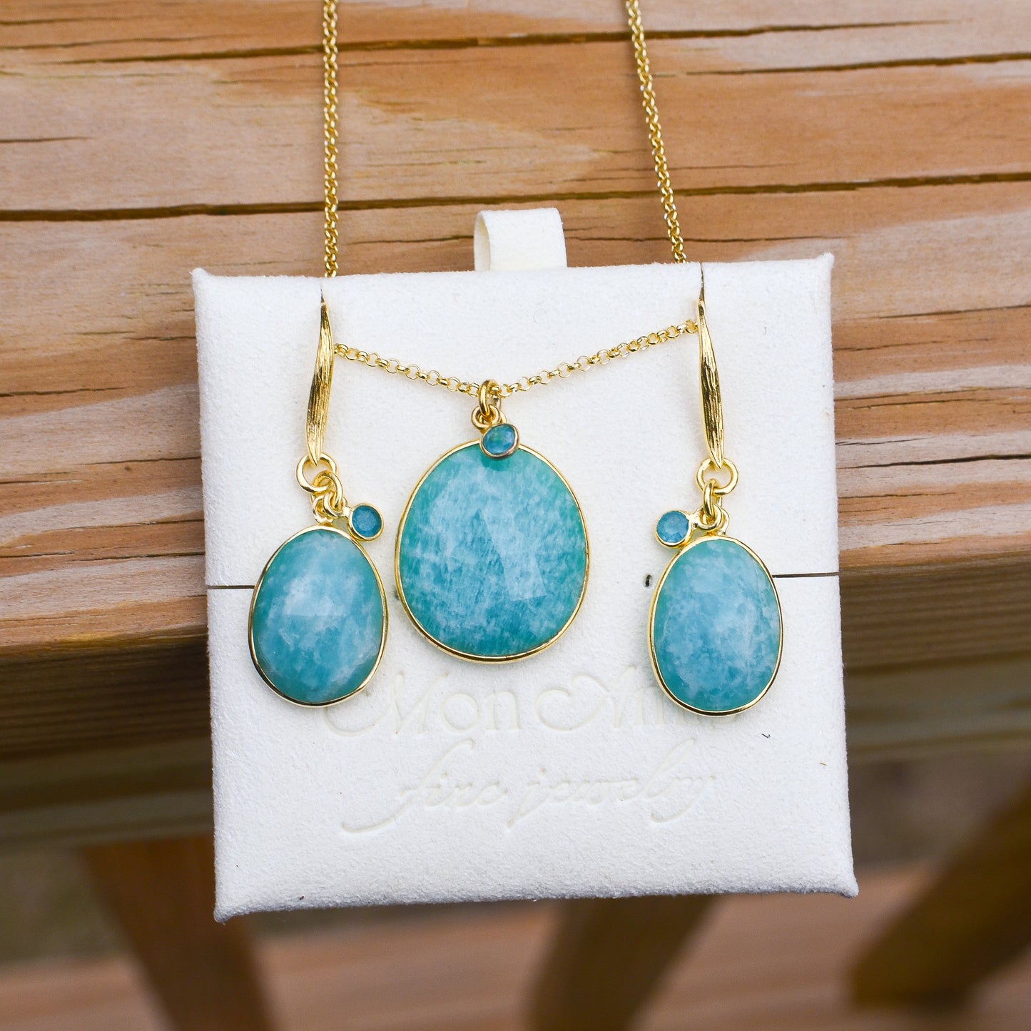 18k Vermeil Amazonite & Apatite Necklace CG-129- 900JAZO