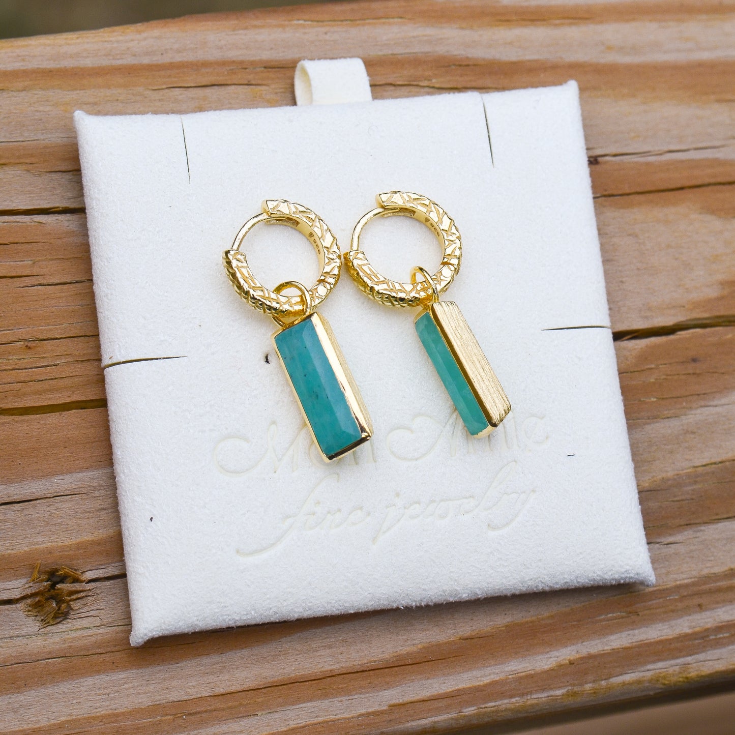 18k Vermeil Amazonite Hoop Dangle PE129- 3283/AZO