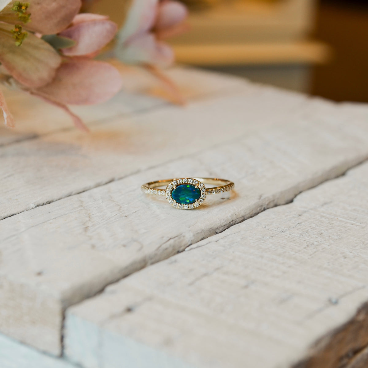 14kY .33ct Opal .12cttw Diamond Ring SC55020753 - 7