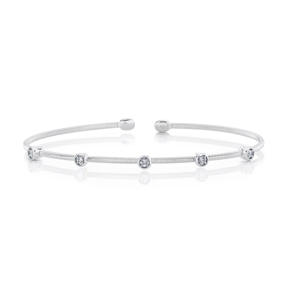 14kW .11cttw Diamond Bezel Station Flexible Cuff Bracelet B22001126V2ZS