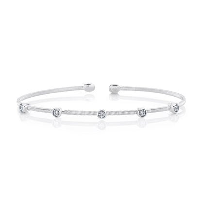 14kW .11cttw Diamond Bezel Station Flexible Cuff Bracelet B22001126V2ZS