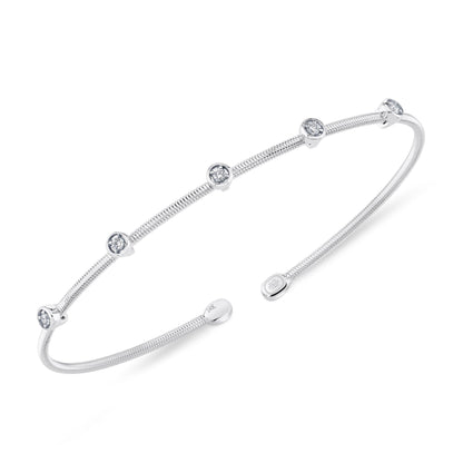 14kW .11cttw Diamond Bezel Station Flexible Cuff Bracelet B22001126V2ZS