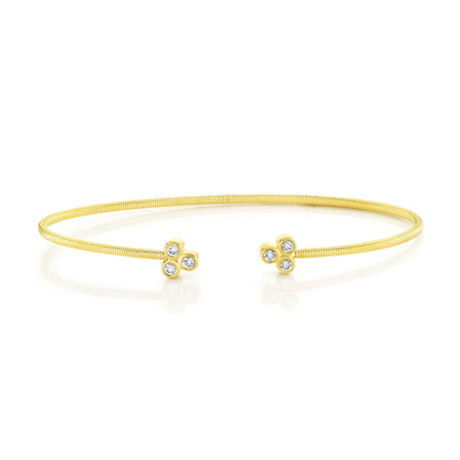 14kY .14cttw Diamond Bezel Clover Flexible Bangle B22001184ZS