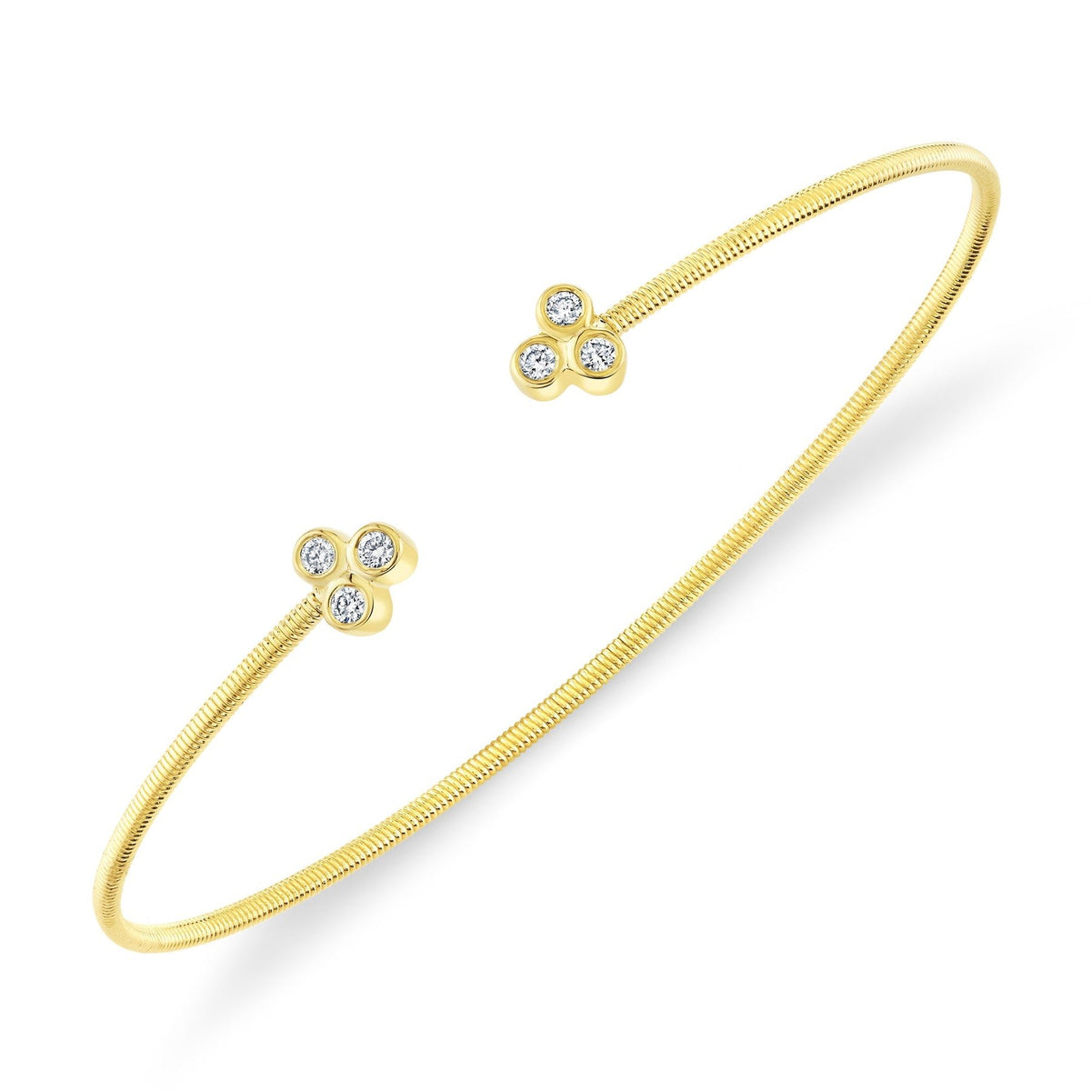 14kY .14cttw Diamond Bezel Clover Flexible Bangle B22001184ZS