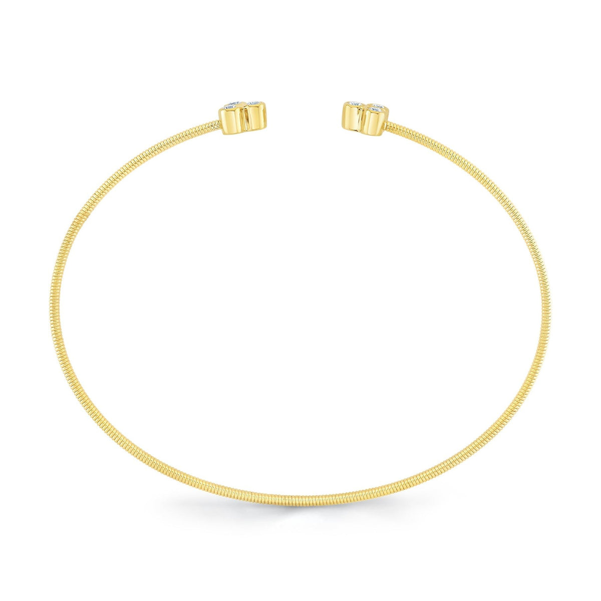 14kY .14cttw Diamond Bezel Clover Flexible Bangle B22001184ZS