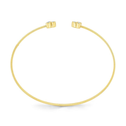 14kY .14cttw Diamond Bezel Clover Flexible Bangle B22001184ZS