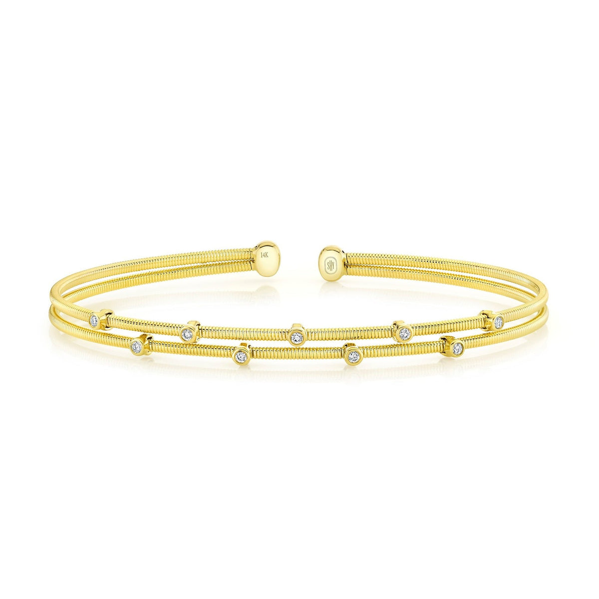 14kY .10cttw Diamond Bezel Scatter Flexible Bangle B22001252ZS