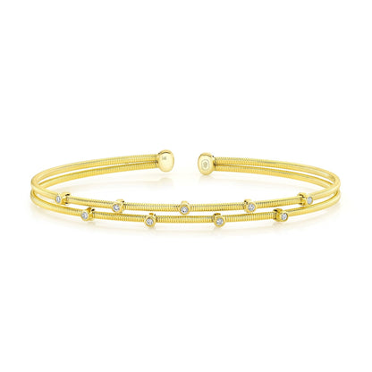 14kY .10cttw Diamond Bezel Scatter Flexible Bangle B22001252ZS