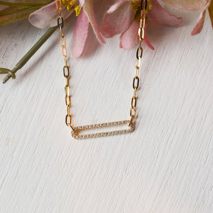 14kY .26cttw Diamond Paperclip Necklace SC55023560 - 18"