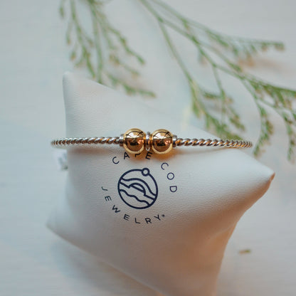 SS/YG Twist 2 Bead Bracelet ZB5409-70