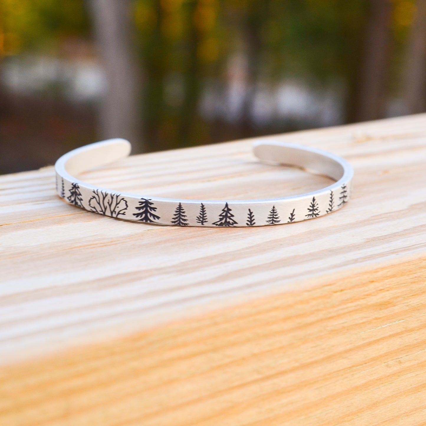 SS Tree Line Cuff Bracelet 6"