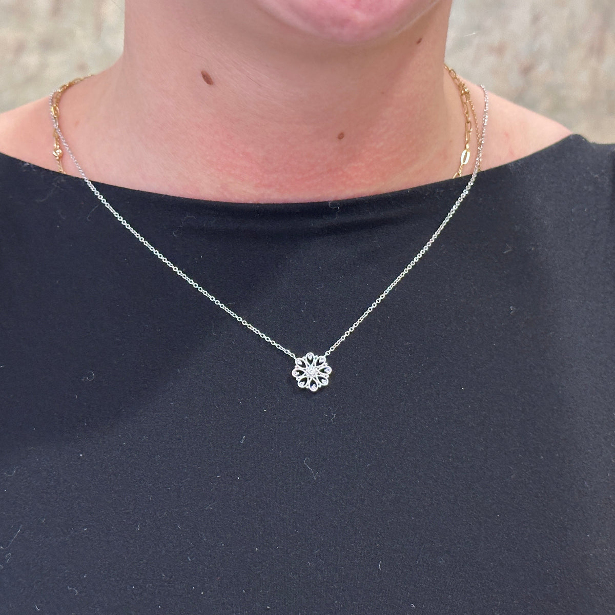 SS .12cttw White Sapphire Filigree Necklace NK4334SVJWS