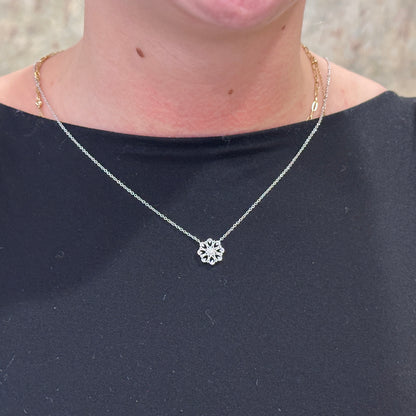 SS .12cttw White Sapphire Filigree Necklace NK4334SVJWS