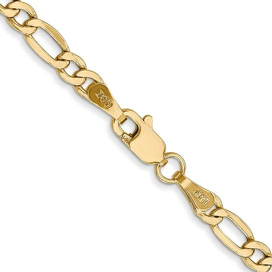 14kY 3.5mm Semi-Solid Figaro Chain BC93-20