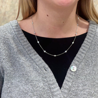 SS CZ Station Necklace QG5633-16-18