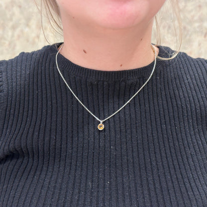 SS 6mm Citrine Bezel Pendant