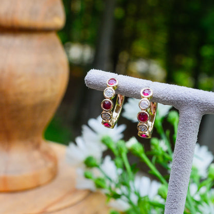 14kY .48cttw Ruby .16cttw Diamond Hoop SC55026667