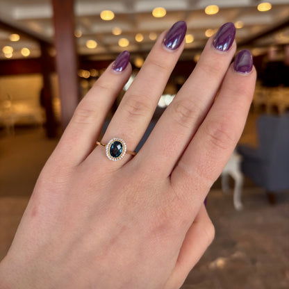 14kY 1.27ct London Blue Topaz .15cttw Diamond Ring D5633